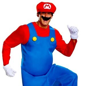 Super Mario-Men’s Size Plus Blue & Red Rubie’s Halloween Costume